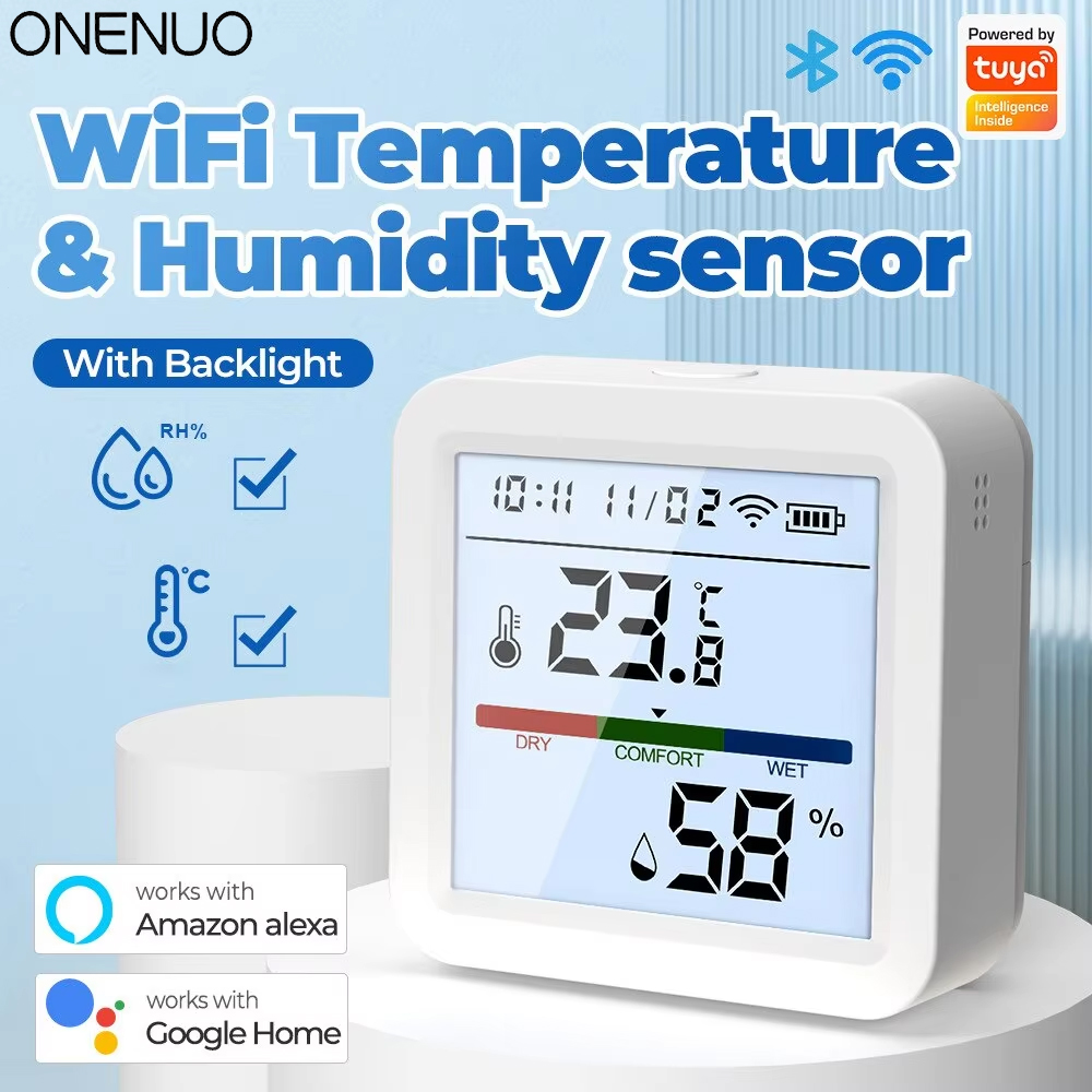 Digital Hygrometer Probe - Tuya Sensor Kelembaban Suhu WiFi, lampu