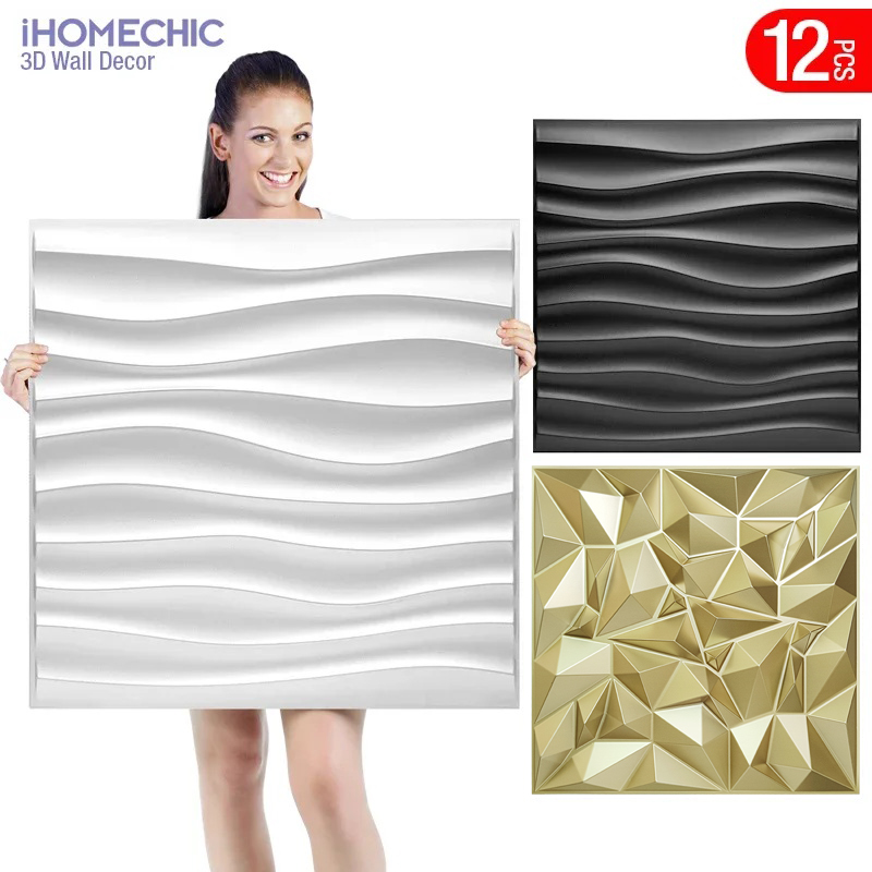 Pvc Panel Background - 12 Buah 50X50Cm Warna Emas Sampanye