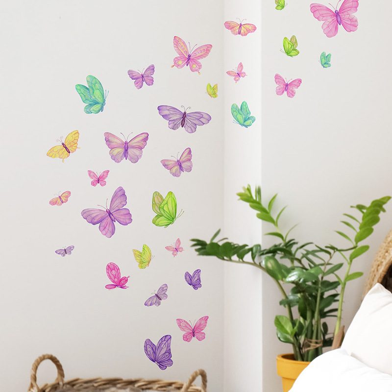 Pvc Panel Background - Stiker dinding kupu-kupu romantis, tempelan dinding