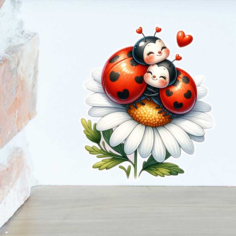 Pvc Panel Background - Stiker Dinding Ladybug Lucu Wallpaper Dekorasi