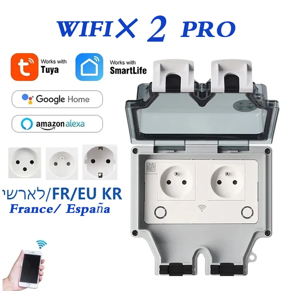 Timer Dual Outlet - Stopkontak Dinding Listrik Tahan Air Tuya