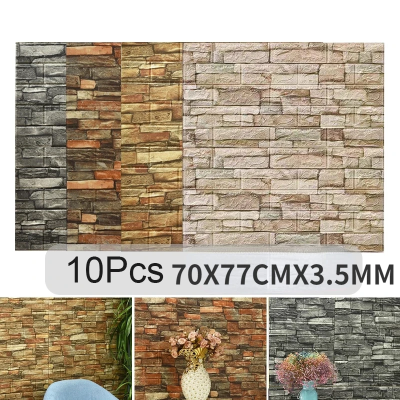 Pvc Panel Background - Stiker dinding 3D, 10PCS merekat sendiri