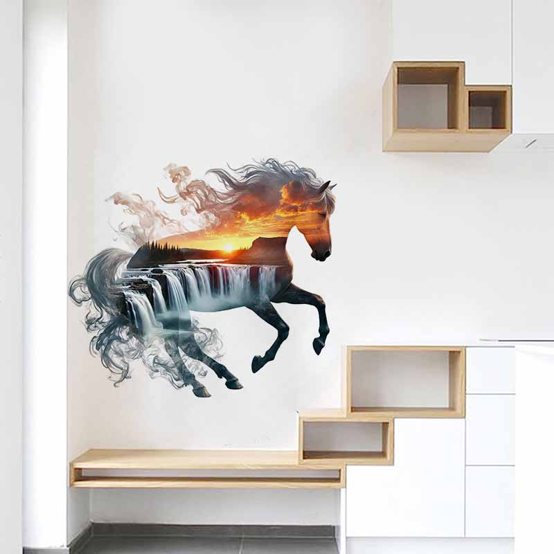 Pvc Panel Background - Stiker Alam Kuda Megah Seni Pemandangan