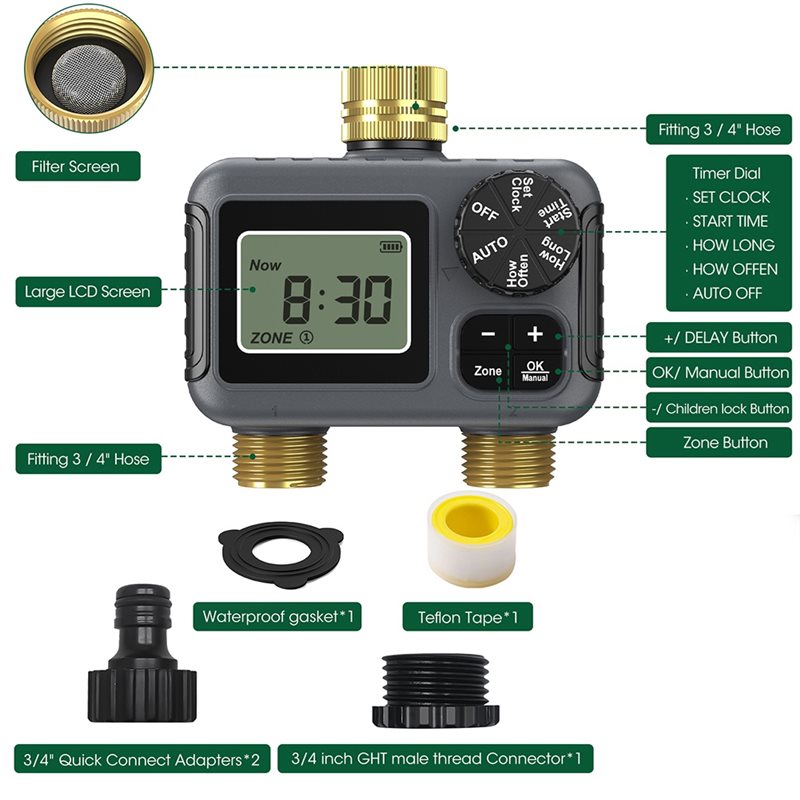 AY14 - Timer Irigasi Otomatis  - Timer Dual Outlet ulasan dan harga