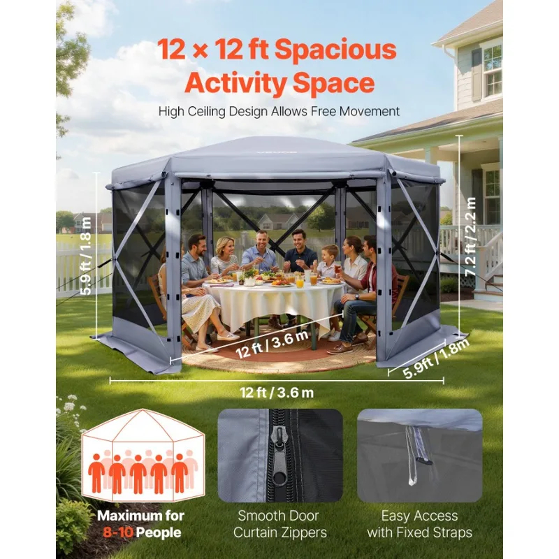 Tenda Gazebo 6 Sisi Ukuran 12x - Screen Top Mesh ulasan dan harga