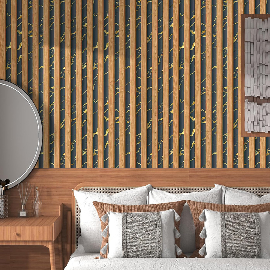 Wallpaper Berperekat Bergaris  - Pvc Panel Background ulasan dan harga
