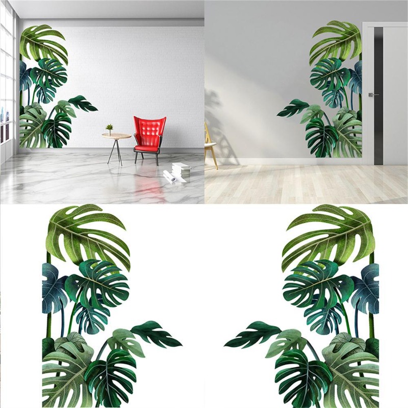 Stiker Dinding Daun Hijau Nord - Pvc Panel Background ulasan dan harga