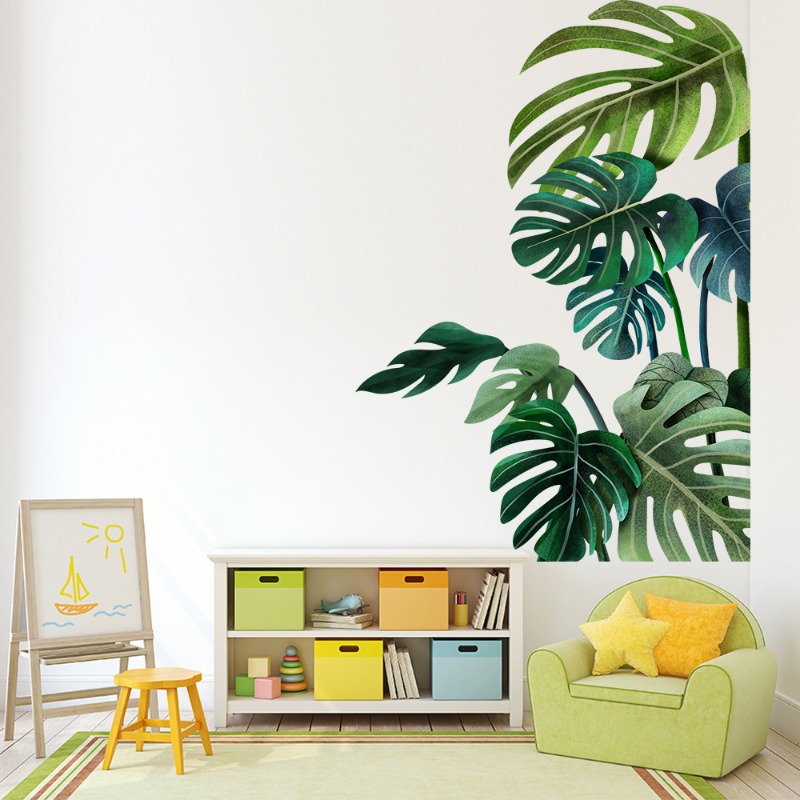 Stiker Dinding Daun Hijau Nord - Pvc Panel Background ulasan dan harga