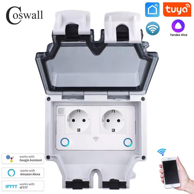 Coswall Tuya Wifi Yandex Alice - Timer Dual Outlet ulasan dan harga