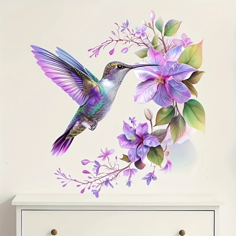 1 Stiker Bunga Ungu dan Burung - Pvc Panel Background ulasan dan harga