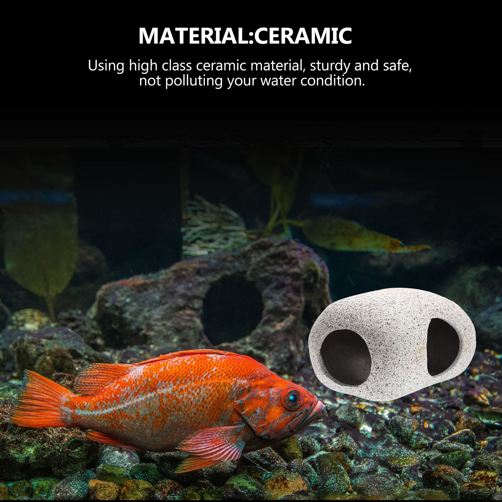 Dekorasi Batu Gua Akuarium Ker - Hide Cave Ceramic ulasan dan harga