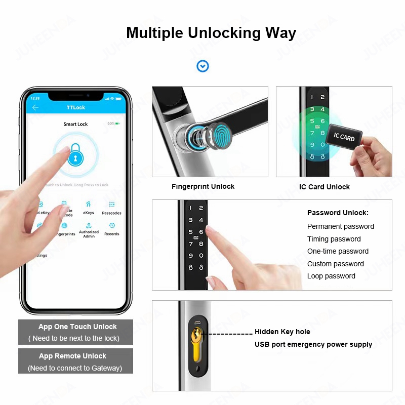 TTLock App kunci pintu alumini - Glass Door Hinge ulasan dan harga